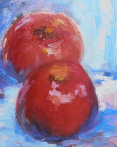 Peinture intitulée "rouge pommes" par Véronique Lancien, Œuvre d'art originale
