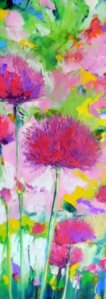 Schilderij getiteld "FLEURS D'ALLIUM" door Véronique Lancien, Origineel Kunstwerk