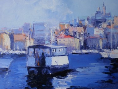 Картина под названием "-le-ferry-boat-et-l…" - Véronique Lancien, Подлинное произведение искусства