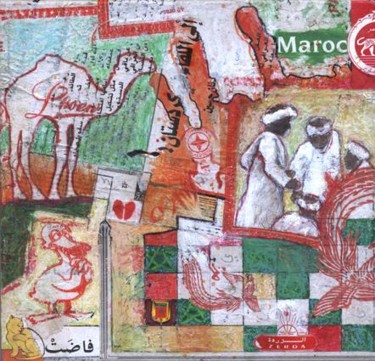 Peinture intitulée "maroc dyptique 2" par Sandrine Javary, Œuvre d'art originale