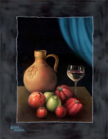 Painting titled "Still Life Painting" by Javed Hashmi, Original Artwork, Oil