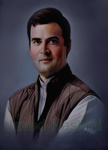 Painting titled "Rahul Gandhi Oil Pa…" by Javed Hashmi, Original Artwork, Oil
