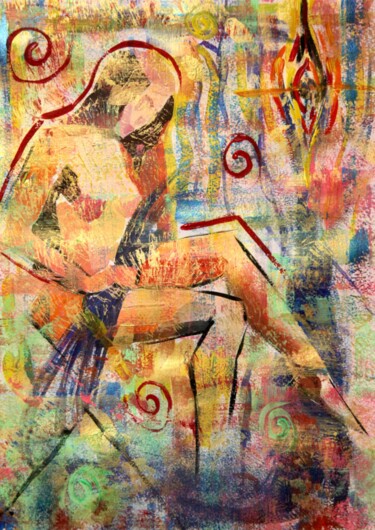 Pintura intitulada "Петление пространст…" por Javid Kishiyev, Obras de arte originais, Guache