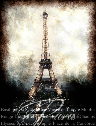 Digitale Kunst mit dem Titel "Eiffel/XL large ori…" von Javier Diaz, Original-Kunstwerk, Manipulierte Fotografie
