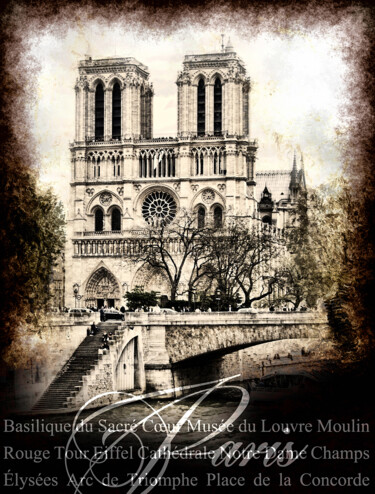 Digitale Kunst mit dem Titel "Notre Dame/XL origi…" von Javier Diaz, Original-Kunstwerk, Manipulierte Fotografie