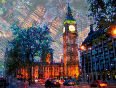 Digitale Kunst mit dem Titel "Atardecer en Londre…" von Javier Diaz, Original-Kunstwerk, Manipulierte Fotografie