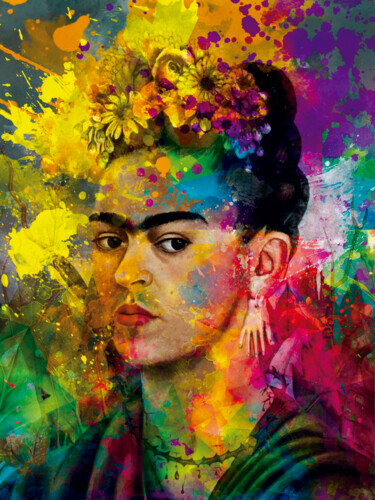 Digital Arts titled "Frida pop/XL large…" by Javier Diaz, Original Artwork, Digital Print