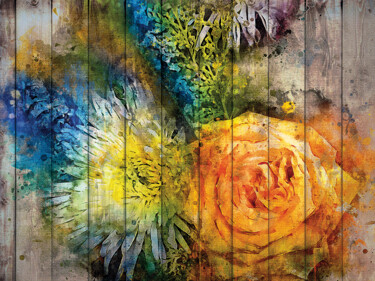 Digitale Kunst getiteld "Rosas amarillas 2" door Javier Diaz, Origineel Kunstwerk, Gemanipuleerde fotografie
