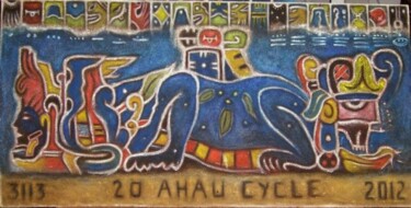 Painting titled "20 ahau cycle" by Javier Galan, Original Artwork, Oil