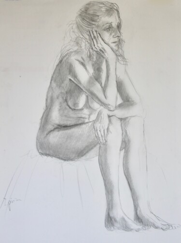 Dibujo titulada "Desnudo lápiz 6" por Javier Ipiña, Obra de arte original, Lápiz