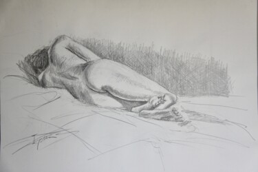 Drawing titled "Desnudo lápiz 1" by Javier Ipiña, Original Artwork, Pencil