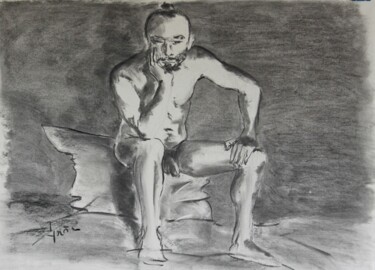 Drawing titled "Desnudo grafito" by Javier Ipiña, Original Artwork, Graphite