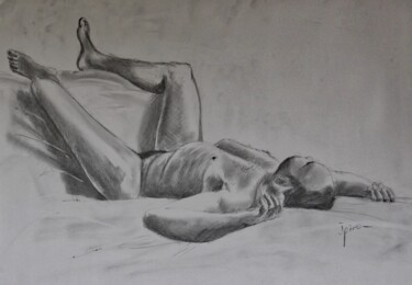 Dibujo titulada "Desnudo lápiz" por Javier Ipiña, Obra de arte original, Lápiz