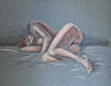 Dibujo titulada "Desnudo pastel 6" por Javier Ipiña, Obra de arte original, Pastel