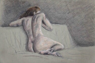 Dibujo titulada "desnudo pastel 9" por Javier Ipiña, Obra de arte original, Pastel