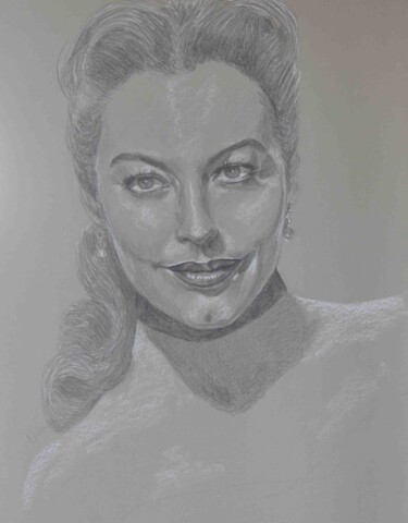 Drawing titled "Retrato actriz Ava…" by Javier Ipiña, Original Artwork, Pencil