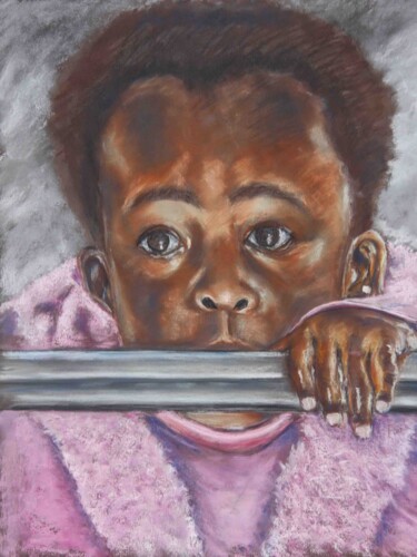 Disegno intitolato "Niña sudafricana" da Javier Ipiña, Opera d'arte originale, Pastello