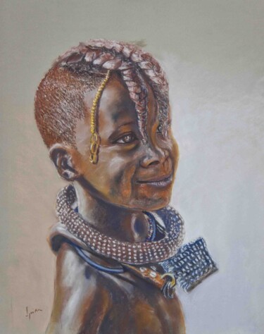 Dibujo titulada "Niña tribu Himba. N…" por Javier Ipiña, Obra de arte original, Pastel