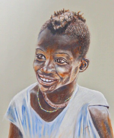 Dibujo titulada "Niño tribu Himba. N…" por Javier Ipiña, Obra de arte original, Pastel