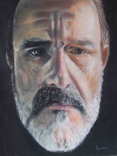 Rysunek zatytułowany „Autorretrato” autorstwa Javier Ipiña, Oryginalna praca, Pastel