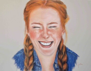 Dibujo titulada "Sonrisa" por Javier Ipiña, Obra de arte original, Pastel