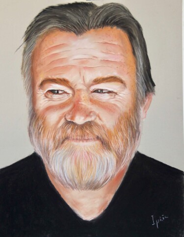 Dessin intitulée "Retrato del actor B…" par Javier Ipiña, Œuvre d'art originale, Pastel