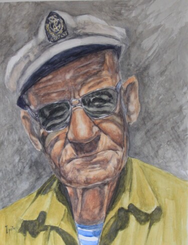 Pintura titulada "Pescador" por Javier Ipiña, Obra de arte original, Acuarela