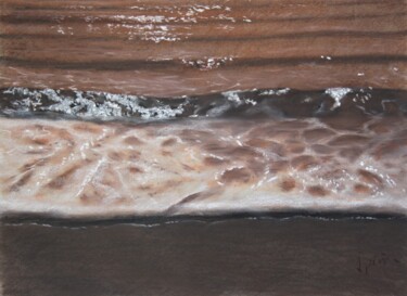 Desenho intitulada "En la playa. Contra…" por Javier Ipiña, Obras de arte originais, Pastel