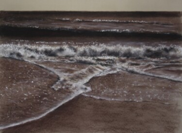 Pintura intitulada "En la playa. Contra…" por Javier Ipiña, Obras de arte originais, Pastel