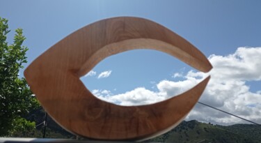 Skulptur mit dem Titel "Pinza para nubes" von Javier Martín, Original-Kunstwerk, Holz