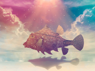 Fishingland Photo Manipulation Design │ Fish Art. Digitale Künste mit dem Titel "Fishingland Photo M…" von Doux Rosiette (Royalty Free Stock), Original-Kunstwerk, 2D Digital…