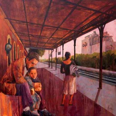 Pintura titulada "La espera" por Javier Lorente, Obra de arte original