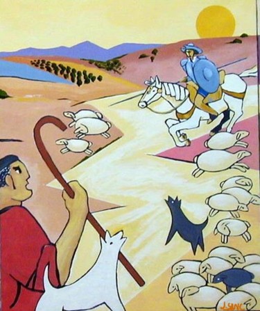 Pintura titulada "EL ATAQUE AL REBAÑO" por Javiersanchez, Obra de arte original