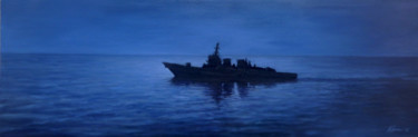 Painting titled "USS NATHAN JAMES" by Javier Carmona, Original Artwork, Oil