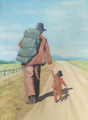 「father-and-son」というタイトルの絵画 Murad Jawedによって, オリジナルのアートワーク, オイル