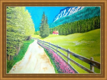 Painting titled "Swiss-meadow" by Murad Jawed, Original Artwork, Oil