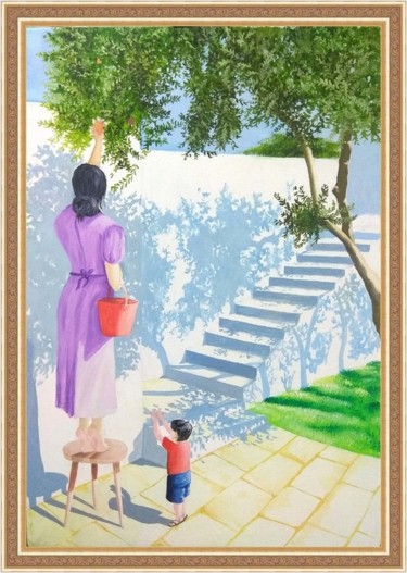 Картина под названием "Mother and Son" - Murad Jawed, Подлинное произведение искусства, Масло