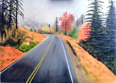 Painting titled "Mountain Road" by Murad Jawed, Original Artwork, Oil