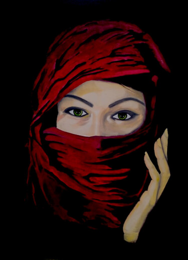Картина под названием "Portrait of a woman" - Murad Jawed, Подлинное произведение искусства, Масло