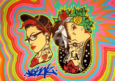 Peinture intitulée "Tattoo Twinz" par Jawz, Œuvre d'art originale, Autre