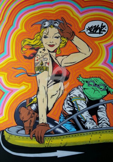 Pintura titulada "Blondie & Alien" por Jawz, Obra de arte original, Otro