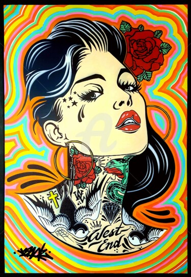 Peinture intitulée "Faith & Roses" par Jawz, Œuvre d'art originale, Autre