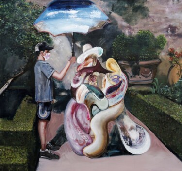 Ζωγραφική με τίτλο "Reverberation Serie…" από Jay Chung, Αυθεντικά έργα τέχνης, Λάδι Τοποθετήθηκε στο Ξύλινο φορείο σκελετό