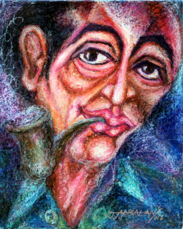 Картина под названием "Pipe Man" - Jayabalan Dhamodran, Подлинное произведение искусства, Масло