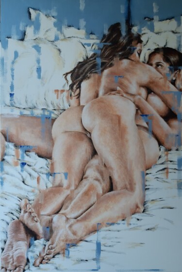 Painting titled "Untitled Erotic 26" by Jayenneart, Original Artwork, Acrylic Mounted on Wood Stretcher frame