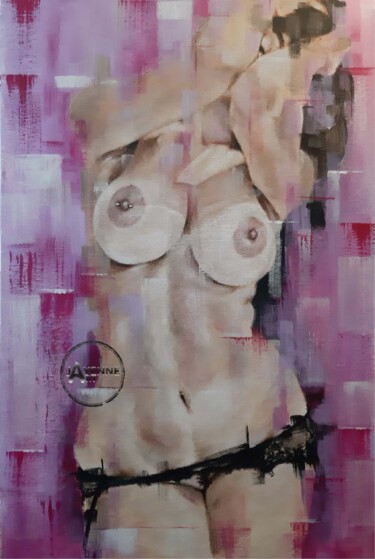 Painting titled "Untitled Nude 12" by Jayenneart, Original Artwork, Acrylic Mounted on Wood Stretcher frame