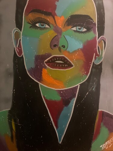 Painting titled "Femme en couleur" by Jayfray, Original Artwork, Acrylic Mounted on Wood Stretcher frame