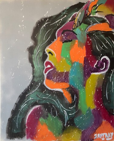 Painting titled "Femme allongée" by Jayfray, Original Artwork, Acrylic Mounted on Wood Stretcher frame