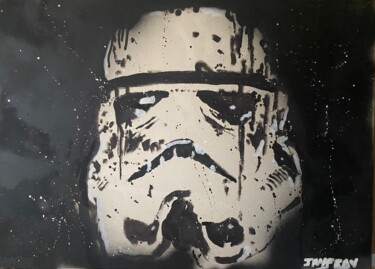 Painting titled "Stormtrooper" by Jayfray, Original Artwork, Acrylic Mounted on Wood Stretcher frame