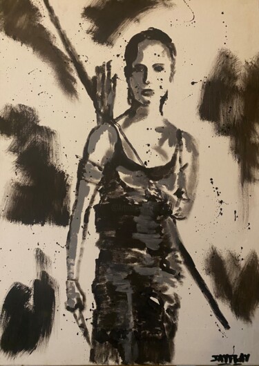 Painting titled "Lara Croft Tomb Rai…" by Jayfray, Original Artwork, Acrylic Mounted on Wood Stretcher frame